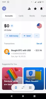 Currency Conversion in Revolut Euros to Dollars : American Dollars account on Revolut app